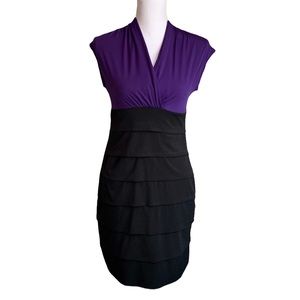 Enfocus Studio Black & Purple Midi Dress Size 10